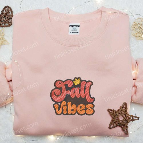 Fall Vibes Embroidered Sweatshirt Autumn Halloween Hoodie Halloween Shirt