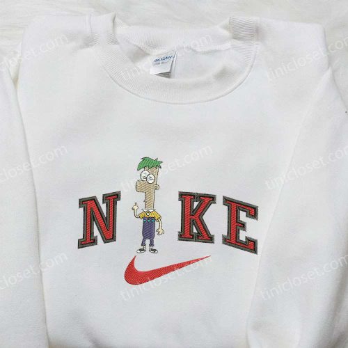 Ferb Fletcher x Nike Embroidered Sweatshirt: Phineas and Ferb Cartoon Shirt Nike Inspired Design