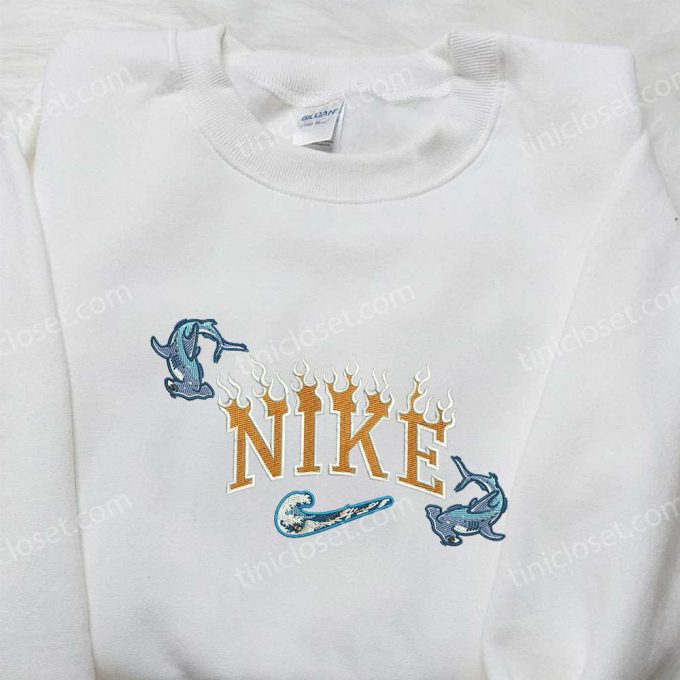 Flame Shark x Nike Embroidered Shirt: Custom Animal Design