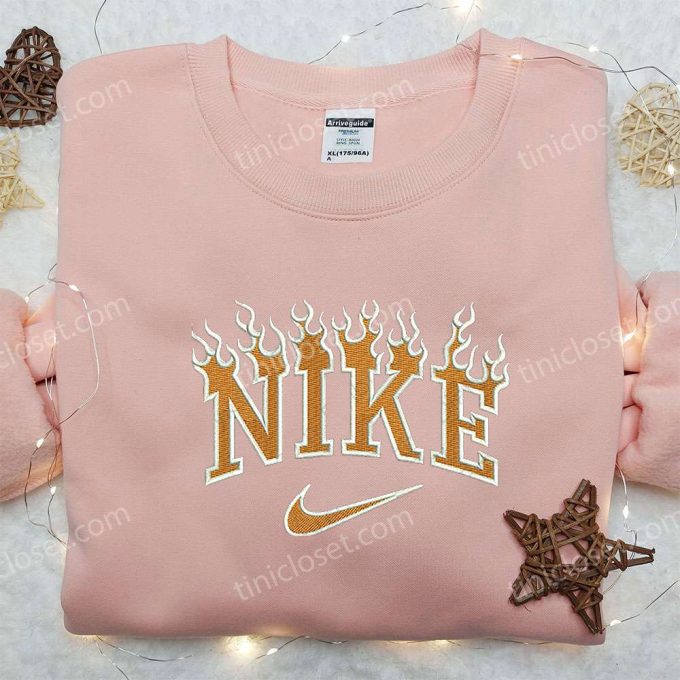 Flame x Nike Embroidered Shirt – Custom Gift for Wife Unique & Stylish Nike Shirt