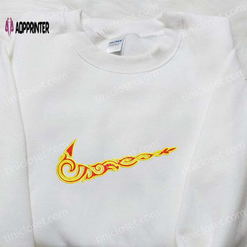 Flame x Nike Swoosh Hoodie: Nike Inspired Embroidered Shirt Best Family Gift