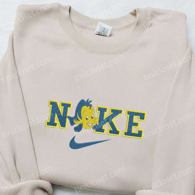 Flounder x Nike Cartoon Embroidered Hoodie Little Mermaid & Nike Inspired Shirt