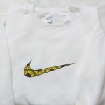 Flourish Sunflower x Swoosh Embroidered Sweatshirt: Custom Shirt Best Family Gift