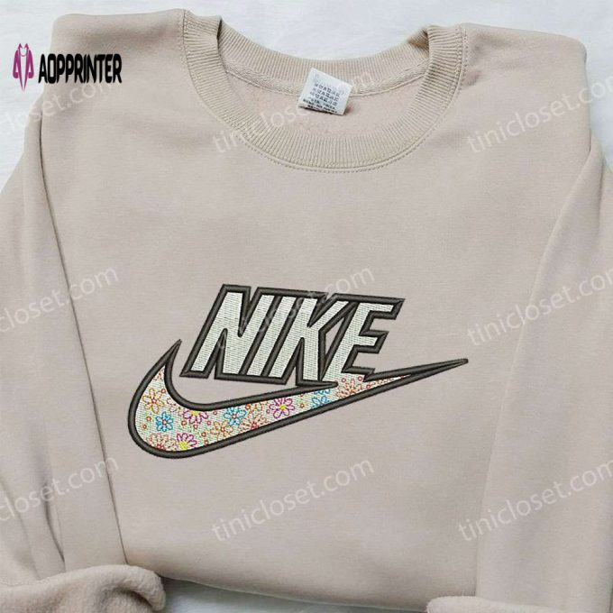 Flowers x Nike Embroidered Shirt: Unique Gift for Wife Custom Nike Tee