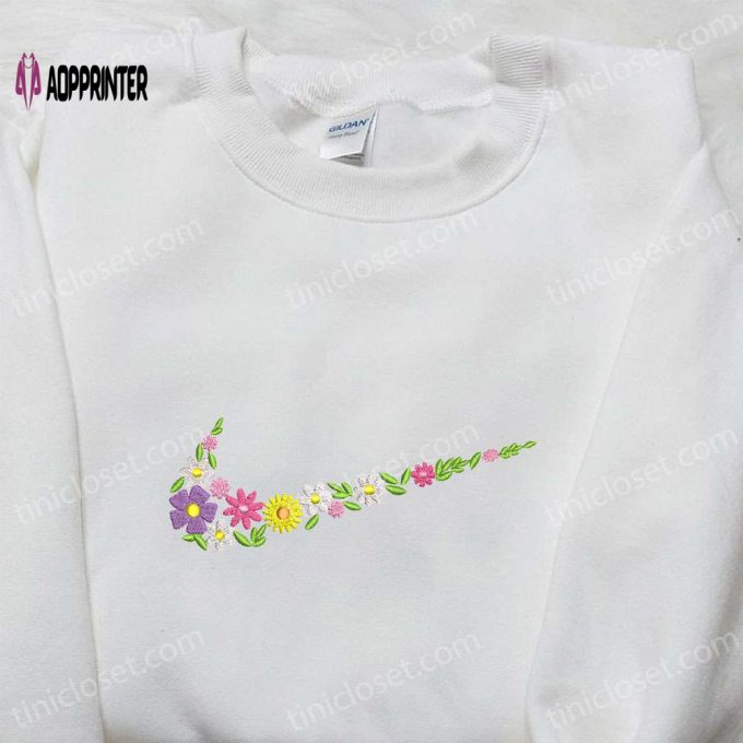 Flowers x Nike Swoosh Embroidered Shirt – Nike Inspired Best Gift for Family