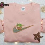 Flying Baby Yoda x Nike Embroidered Shirt – Custom Cartoon Star Wars Tee