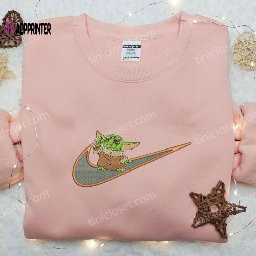 Adorable Baby Bear Mocha x Nike Swoosh Embroidered Shirt – Cartoon & Nike Embroidery