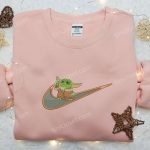 Flying Baby Yoda x Nike Embroidered Shirt – Custom Cartoon Star Wars Tee