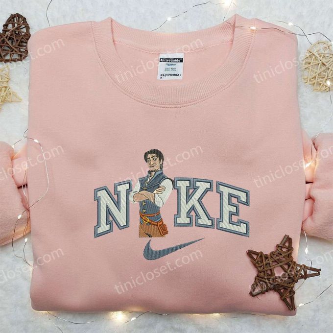 Flynn Rider x Nike Embroidered Shirt: Tangled Custom Design for Iconic Style!