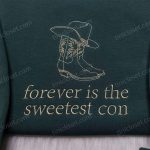 Vintage Typography & Forever: Sweatest Con Embroidered Shirt – Shop Now!