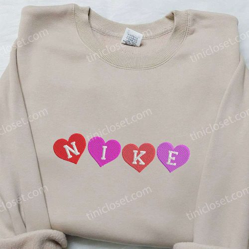 Custom Nike Embroidered Shirt Four Heart x Valentine Design