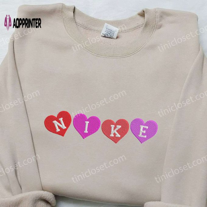 Custom Nike Embroidered Shirt Four Heart x Valentine Design