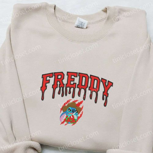 Freddy Krueger x Stitch Embroidered Sweatshirt: Silhouette Horror Movies Hoodie Disney Halloween Gift