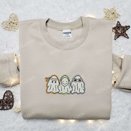 Funny Ghosts Embroidered Shirt: Adorable Halloween Gift for Family