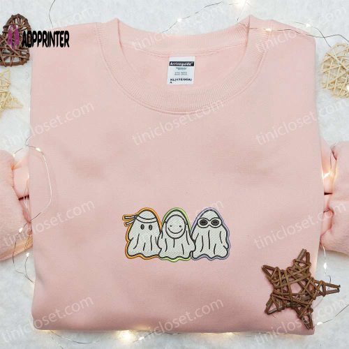 Spooktacular Funny Ghost Cow Sweatshirt – Perfect for Halloween Farm Animal Embroidered Design