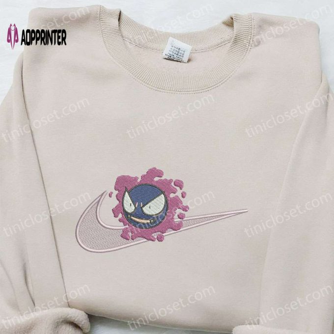 Gastly x Swoosh Anime Hoodie & Pokemon Shirt: Cool Embroidered Anime Clothing