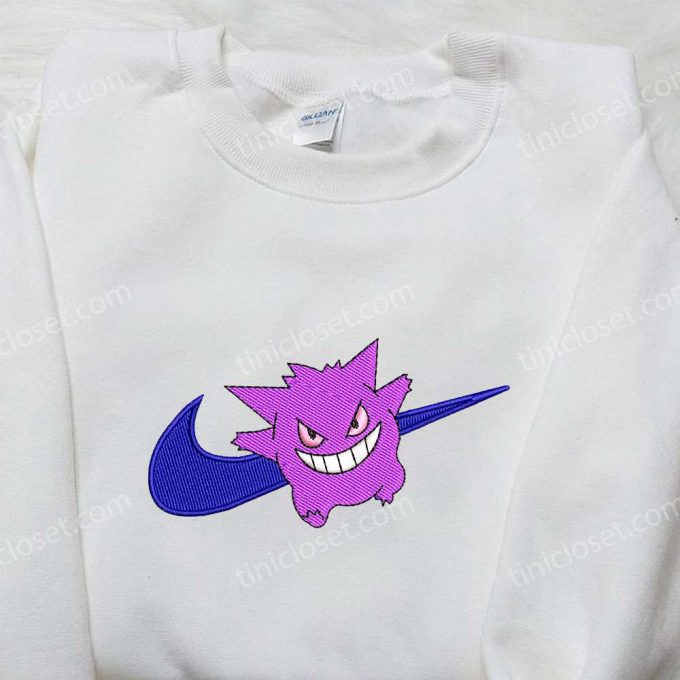 Gengar Smile x Nike Embroidered Shirt – Custom Pokemon Apparel