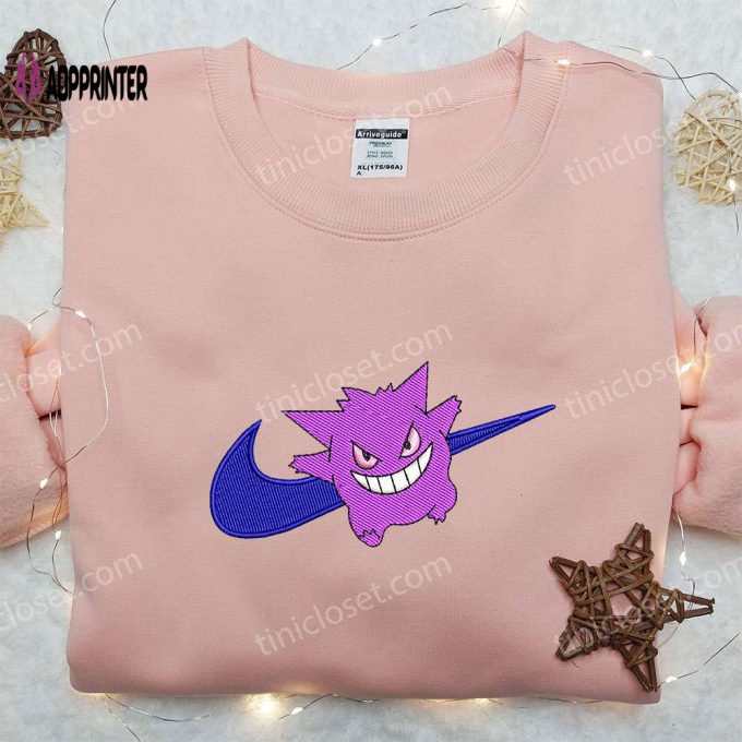 Gengar Smile x Nike Embroidered Shirt – Custom Pokemon Apparel