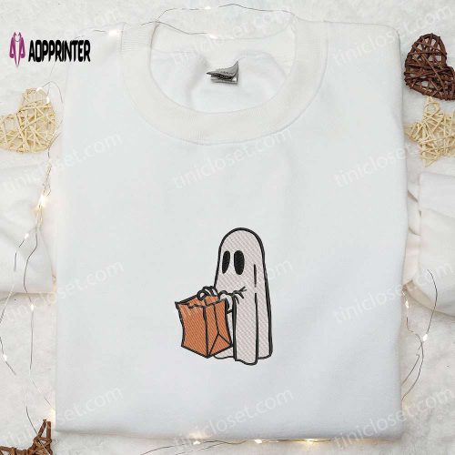 Spooktacular Funny Ghost Cow Sweatshirt – Perfect for Halloween Farm Animal Embroidered Design