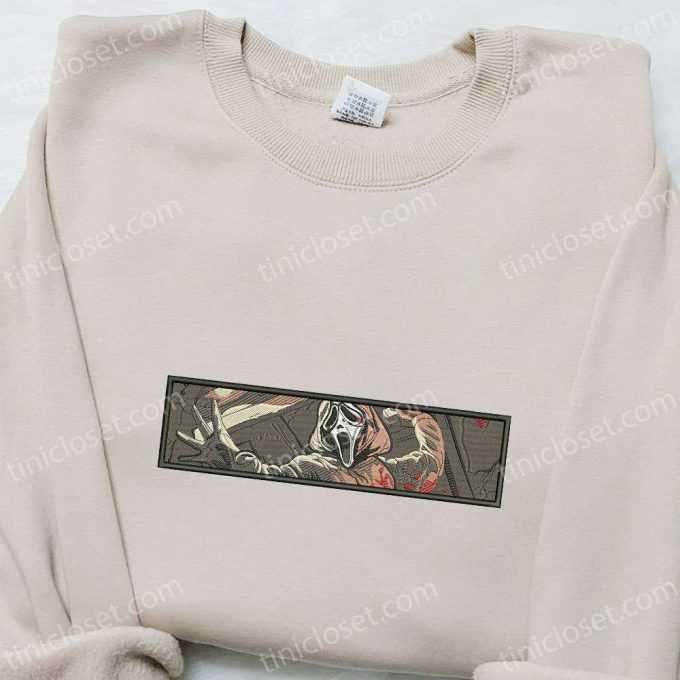 Spooky Ghost Face Embroidered Shirt: Perfect Halloween Gift for Horror Lovers