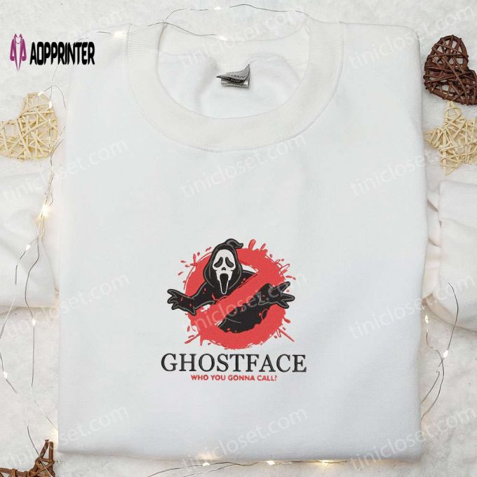 Ghost Face Embroidered Hoodie & Spooky T-shirts Spirit Halloween Shirts