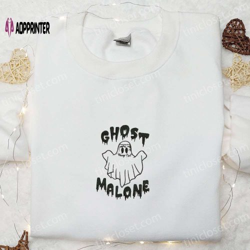 Ghost Malone & Horror Characters Embroidered Shirt: Perfect Halloween Gift