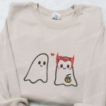 Ghost Owl Love Embroidered Shirt – Cute Halloween Gift for Lovers