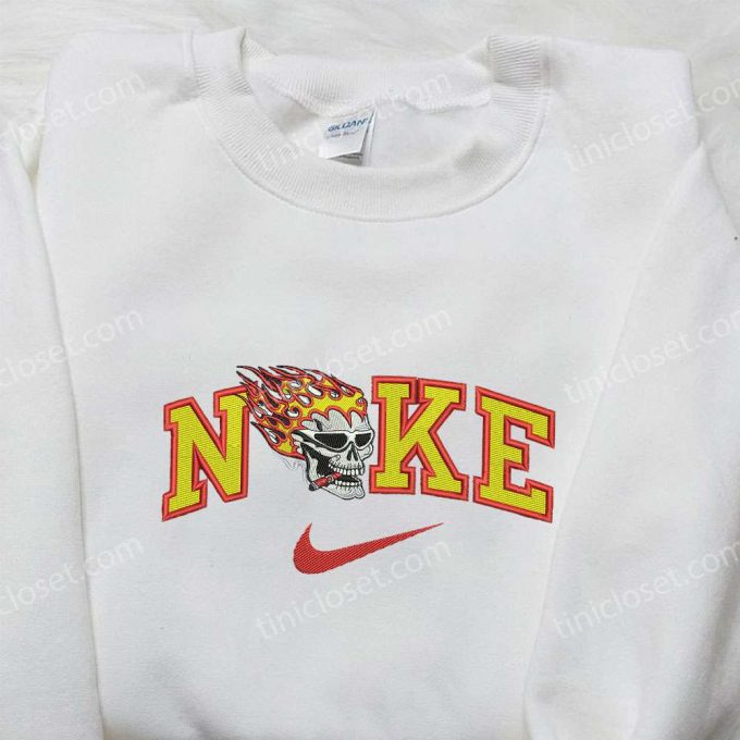 Ghost Rider x Nike Embroidered Sweatshirt: Movie Shirt + Nike Inspired Design