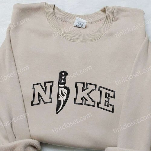 Ghostface Knife x Nike Embroidered Sweatshirt: Scream Movie Shirt Nike Inspired – Buy Now!