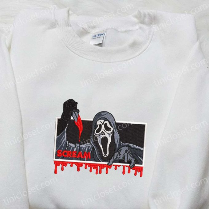 Ghostface Scream Sweatshirt: Spooky Embroidered Shirt at Spirit Halloween