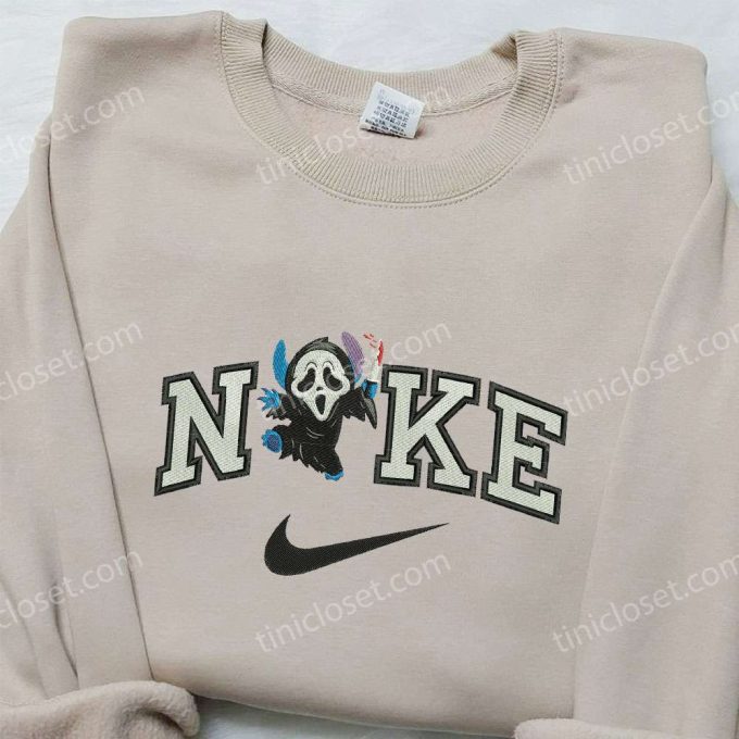 Ghostface Stitch x Nike Embroidered Sweatshirt: Best Halloween Gift Nike Inspired Shirt