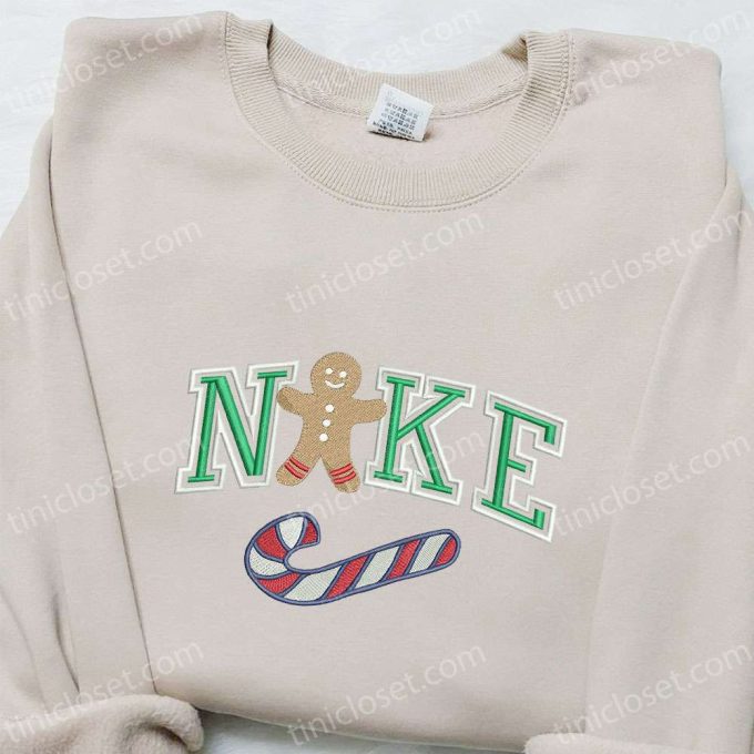 Nike Inspired Gingerbread Xmas Embroidered Tshirt: Best Christmas Gift Ideas