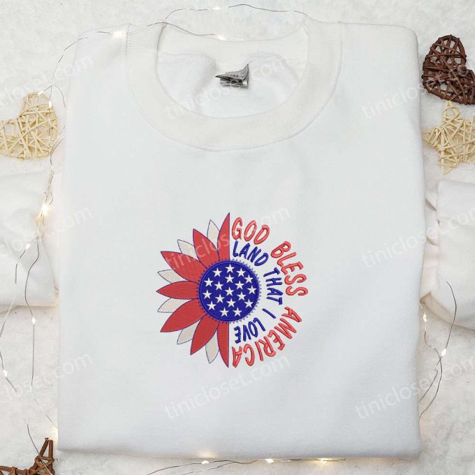 God Bless American Land Embroidered Shirt: Best Patriotic Shirts & National Day Gifts