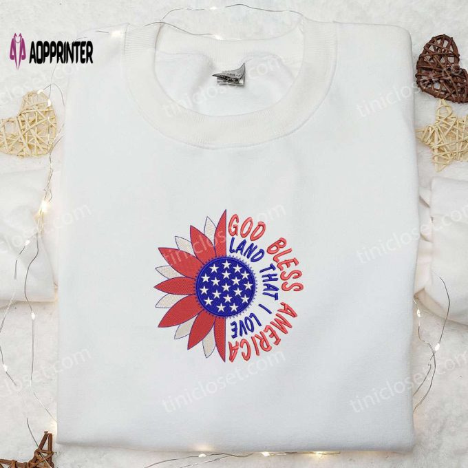 God Bless American Land Embroidered Shirt: Best Patriotic Shirts & National Day Gifts