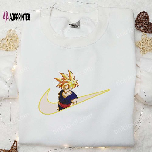 Gohan Super Saiyan x Nike Swoosh Anime Hoodie Dragon Ball & Nike Inspired Embroidered Shirts