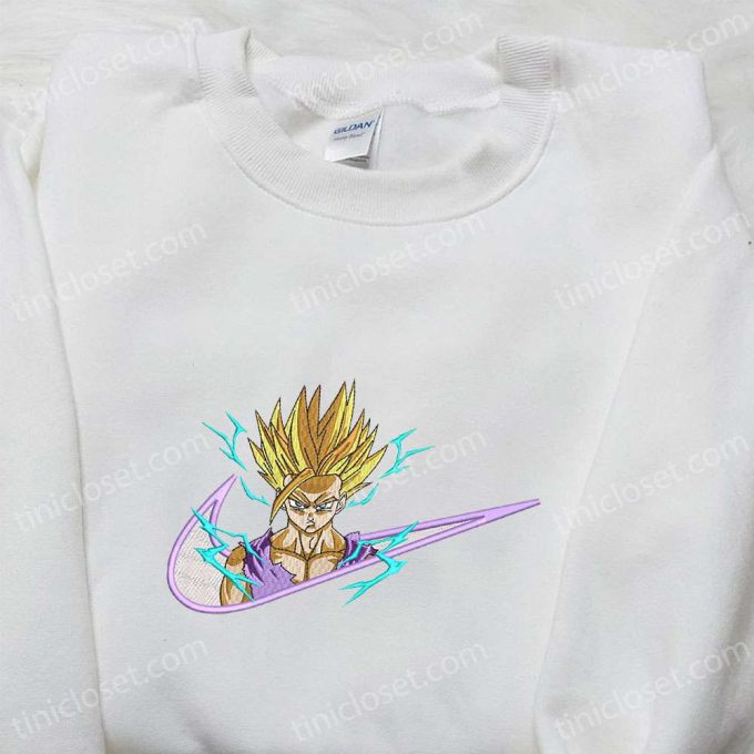 Gohan Super Saiyan x Nike Swoosh Anime Embroidered Shirt – Dragon Ball & Nike Inspired Design