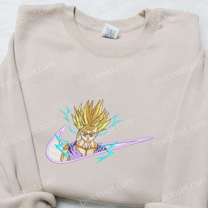 Gohan Super Saiyan x Nike Swoosh Anime Embroidered Shirt – Dragon Ball & Nike Inspired Design