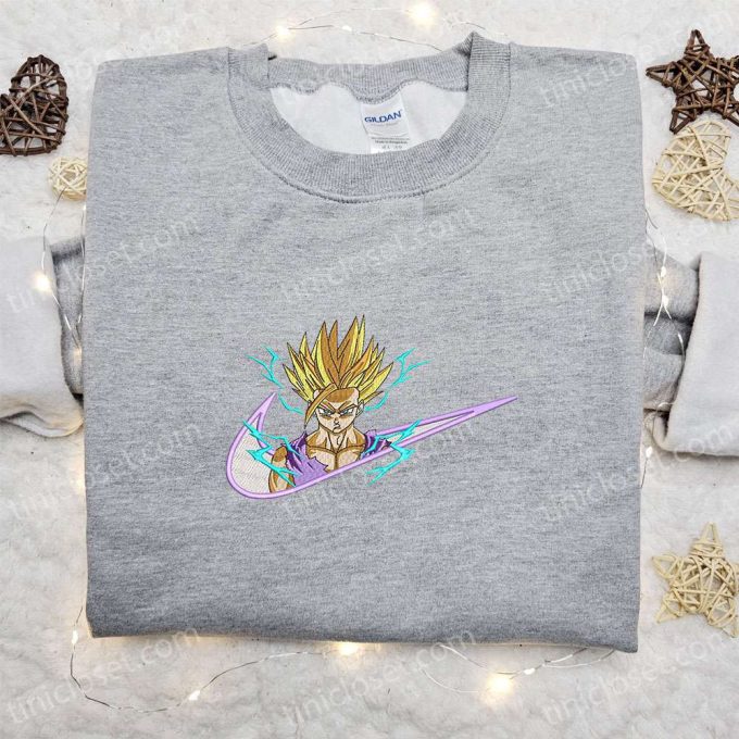 Gohan Super Saiyan x Nike Swoosh Anime Embroidered Shirt – Dragon Ball & Nike Inspired Design