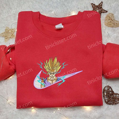 Gohan Super Saiyan x Nike Swoosh Anime Embroidered Shirt – Dragon Ball & Nike Inspired Design