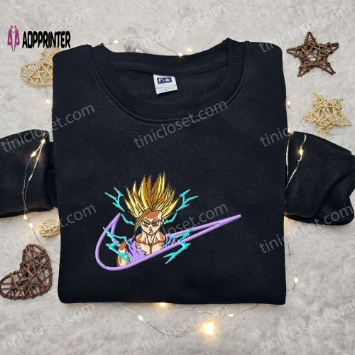 Gohan Super Saiyan x Swoosh Embroidered Shirt Dragon Hoodie Custom Nike T-shirt