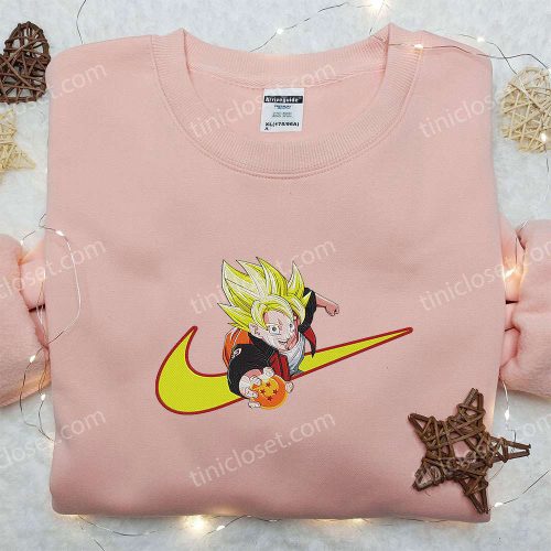 Goku 4 Star Ball x Nike Swoosh Hoodie: Dragon Ball Anime Embroidered Shirt Nike Inspired