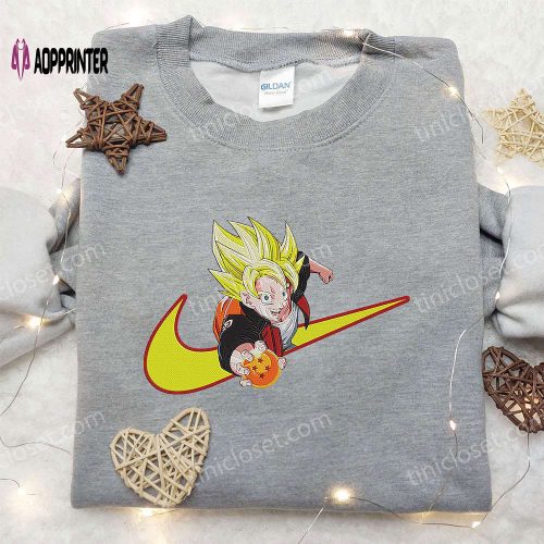 Goku 4 Star Ball x Nike Swoosh Hoodie: Dragon Ball Anime Embroidered Shirt Nike Inspired