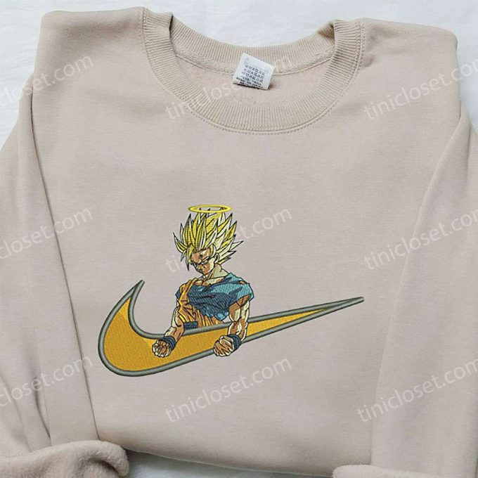 Goku Angel x Nike Embroidered Shirt: Dragon Ball Custom Design for Ultimate Style