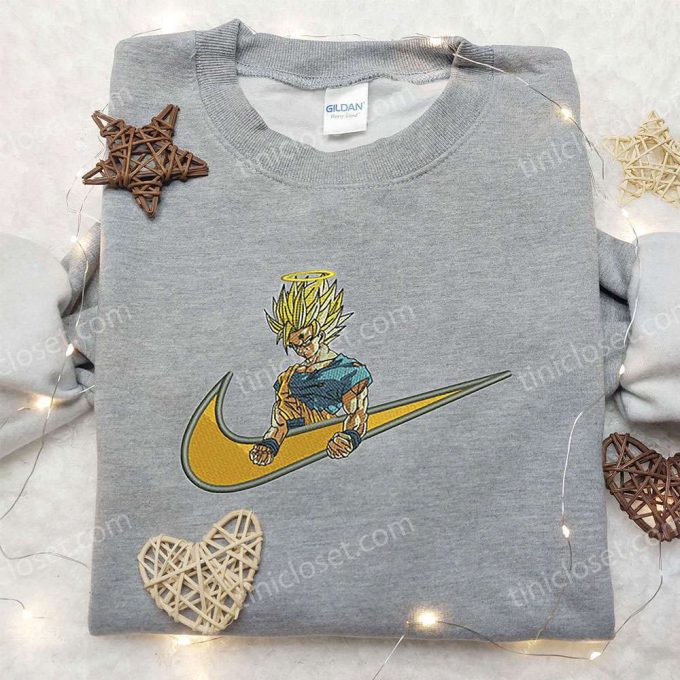 Goku Angel x Nike Embroidered Shirt: Dragon Ball Custom Design for Ultimate Style