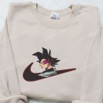 Goku Black x Nike Swoosh Anime Embroidered Shirt – Dragon Ball & Custom Nike Design