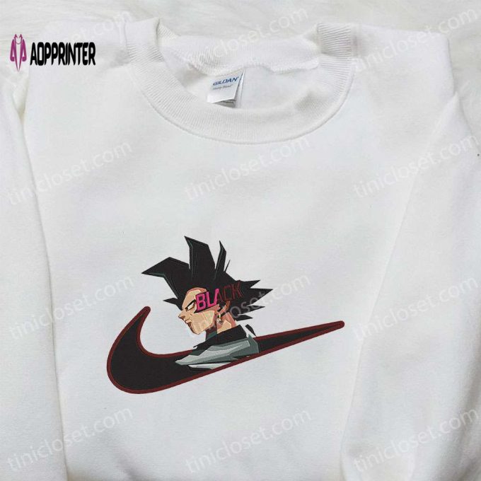 Goku Black x Nike Swoosh Anime Embroidered Shirt – Dragon Ball & Custom Nike Design