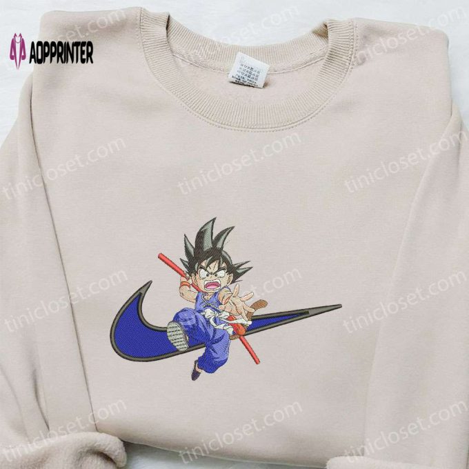 Goku Kid Anime x Swoosh Embroidered Hoodie & Dragon Ball Shirt – Cool Anime Clothing