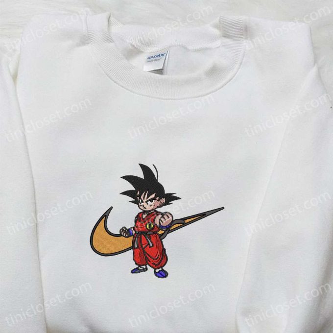 Goku Kid x Nike Swoosh Anime Embroidered Sweatshirt – Dragon Ball & Nike Inspired Shirt