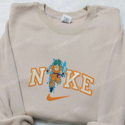 Goku on Fire x Nike Embroidered Shirt – Dragon Ball Custom Nike Tee