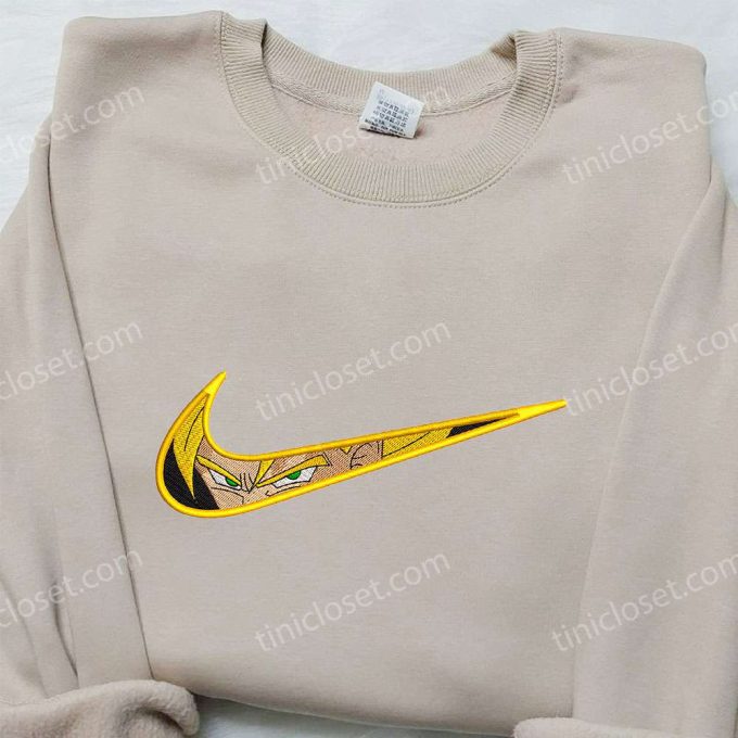 Goku Super Saiyan 2 x Nike Swoosh Embroidered Sweatshirt Dragon Ball Shirt Nike Inspired